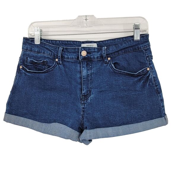 Forever 21 Pants - Forever 21 Womens Shorts Size 31 Dark Blue Waist 30x2 Cuffs Hot Pants Booty